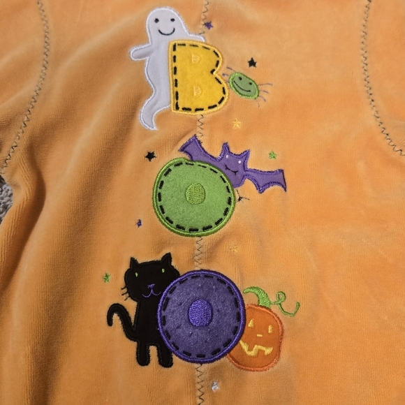 First Moments Orange Halloween Boo Pumpkin One Piece Footie Sleeper 0-3 Months - Picture 3 of 5